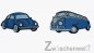 Preview: Bügelbilder VW Bulli & Käfer in rot blau grün