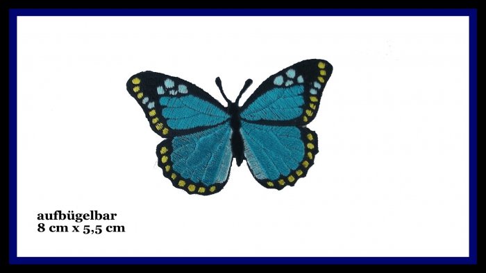 Bügelbild Schmetterling türkis  ca 8,5 cm x 5,5 cm