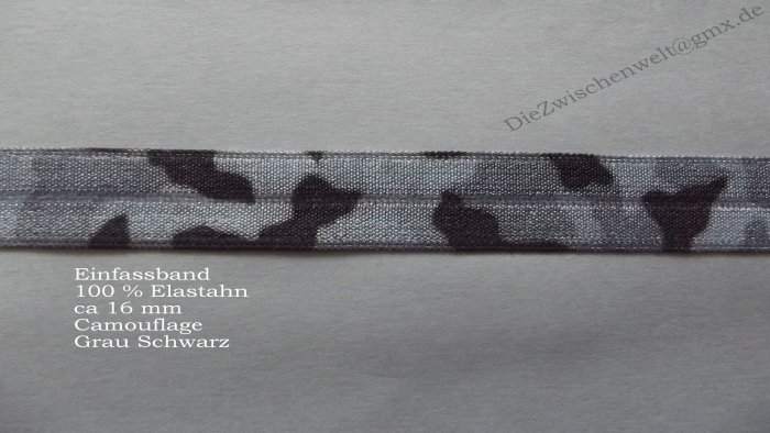 Einfaßband Elasthan Camouflage  lila oder grau ca 16 mm