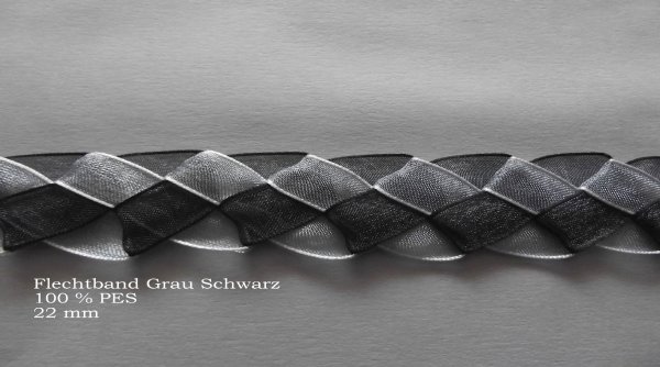 Flecht Spitze Schwarz Grau ca 22 mm