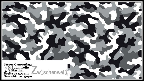 Jersey Camouflage schwarz weiß