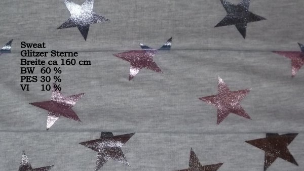 Sweater mit Glitzer Sternen Blau, Rosa oder Silber (Sommer)