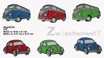 Bügelbilder VW Bulli & Käfer in rot blau grün